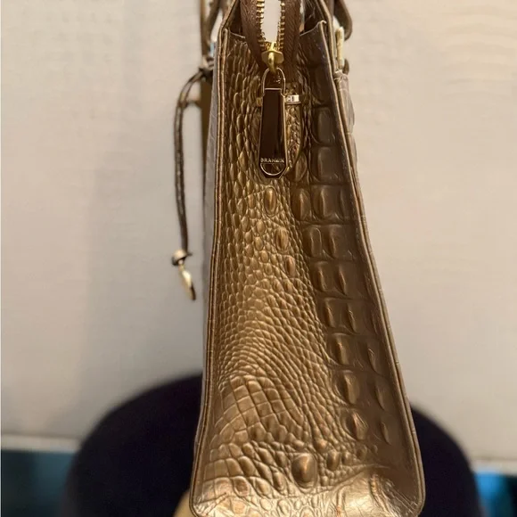 Brahmin Gold Metallic Crocodile Embossed Anywhere Tote - Picture 14 of 16